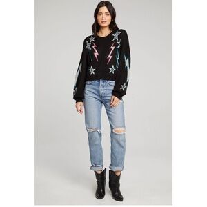 Saltwater LUXE Black Star and Lightning Sweater